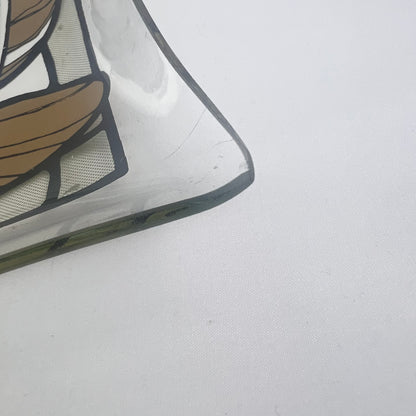 Vintage Rectangular Curved Glass Serving Tray w/ Vegetable Motif - Mid Century Modern Kitchen