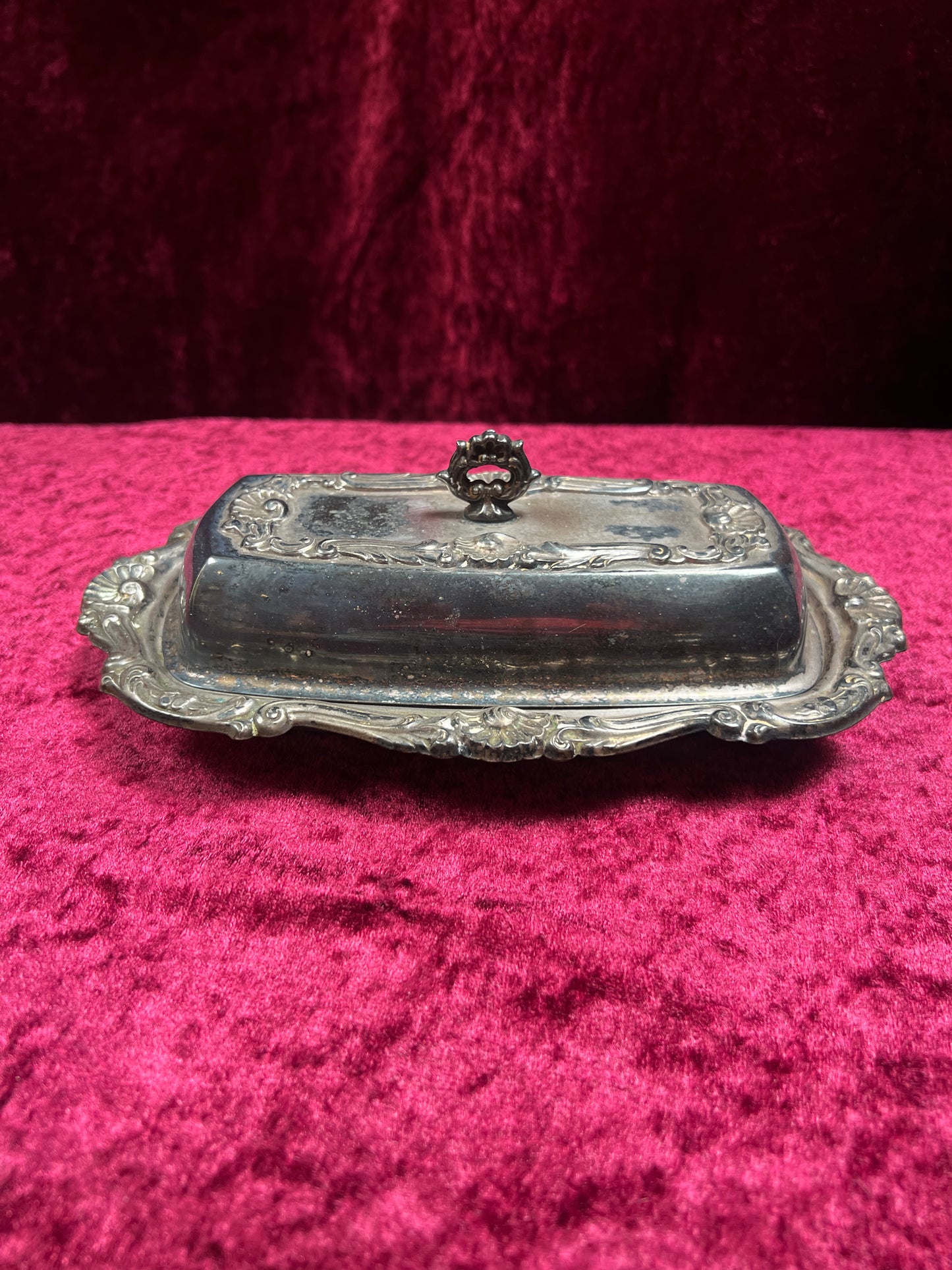 Vintage Silverplate Butter Dish - Ornate Rococo Design with Glass Liner
