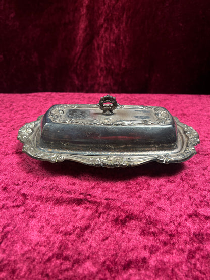 Vintage Silverplate Butter Dish - Ornate Rococo Design with Glass Liner