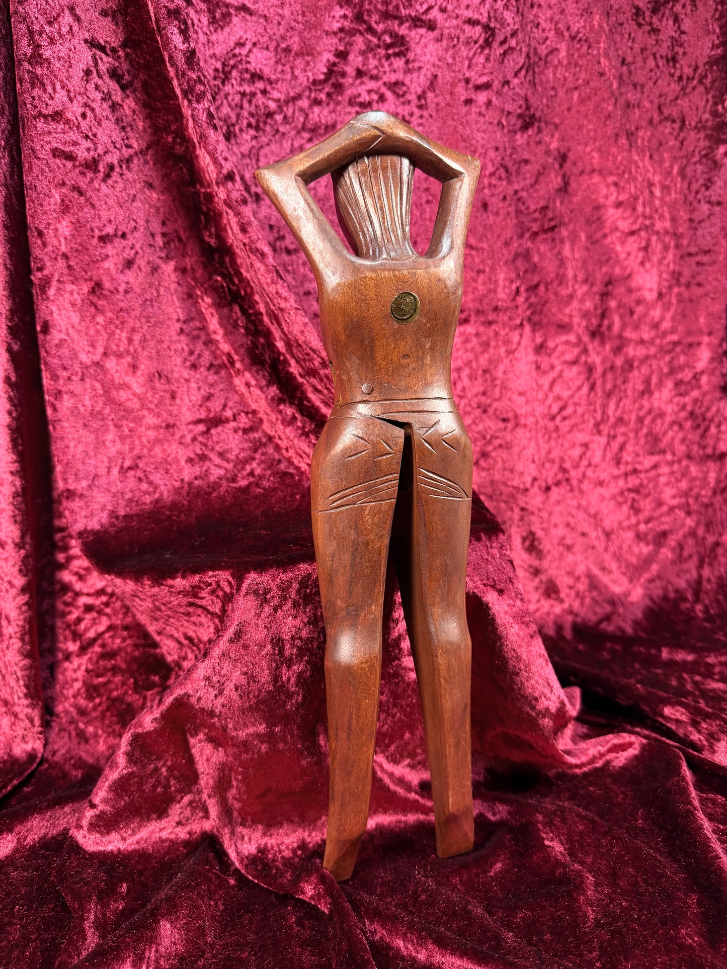 Vintage Tiki Barware - Wooden Nude Woman Nut Cracker - Made in Philippines
