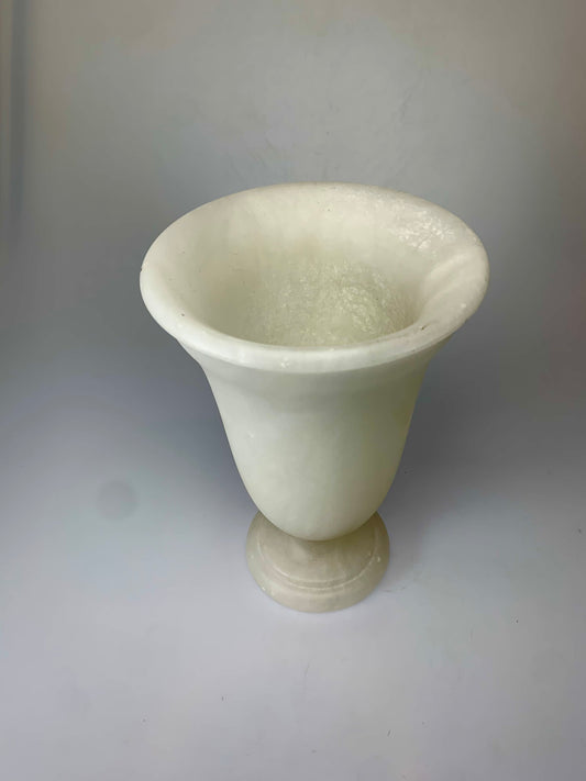 Vintage Urn Shape Footed Heavy Stone Vase- White