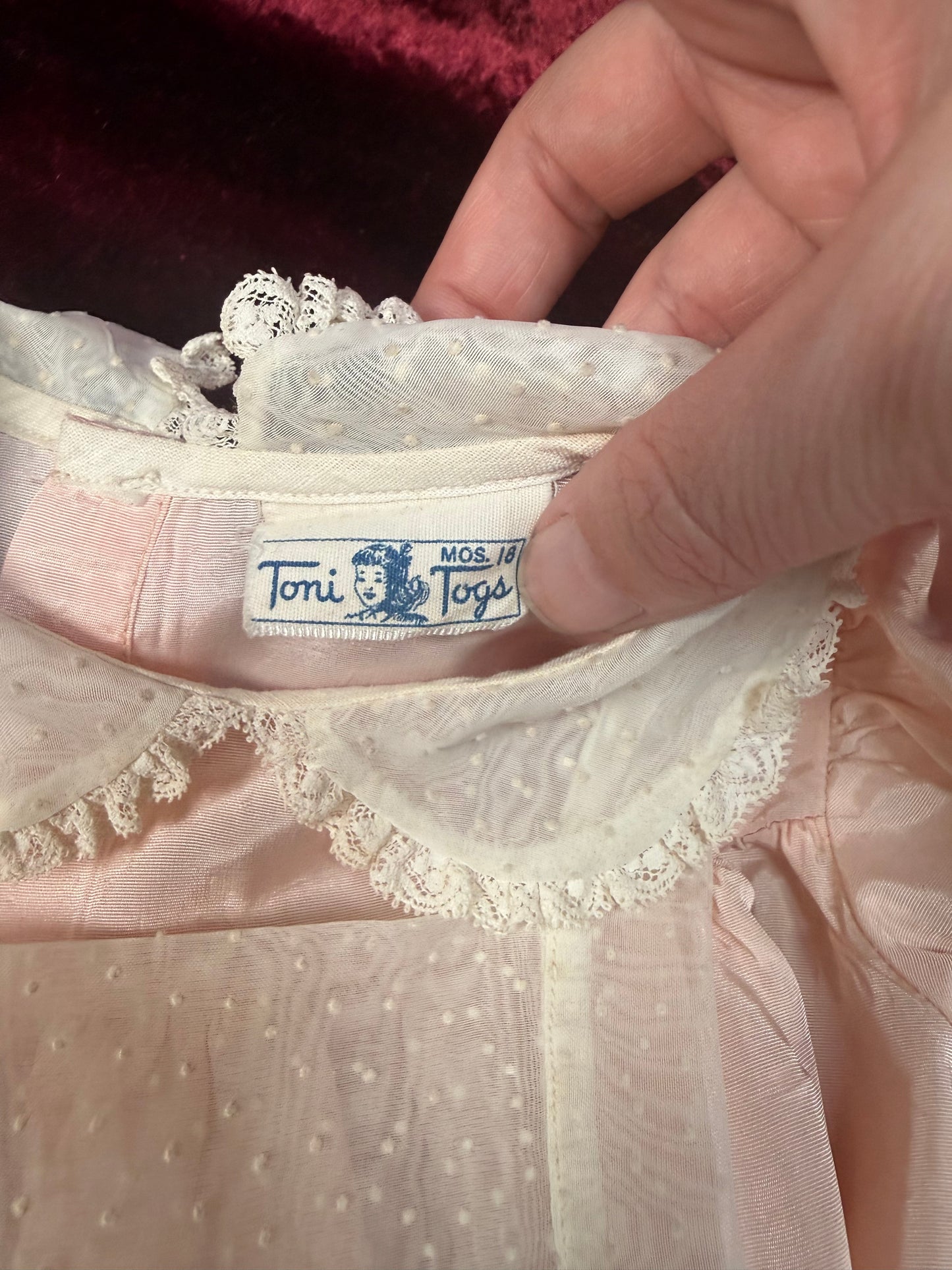 Vintage Mid Century Baby Dress – Pink Pinafore - Toni Togs - 18 Months