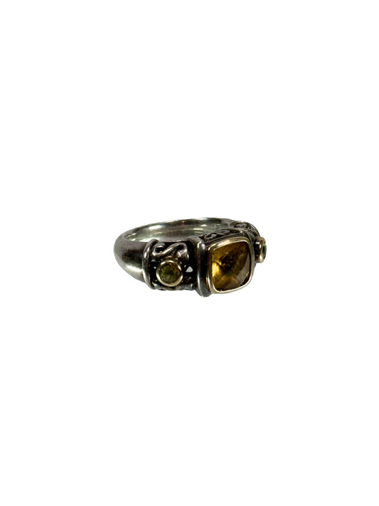 Vintage Jewelry - Gabrielle Bruni Ring - Two Tone Silver & 18k Yellow Gold - Citrine and Peridot - Size 7