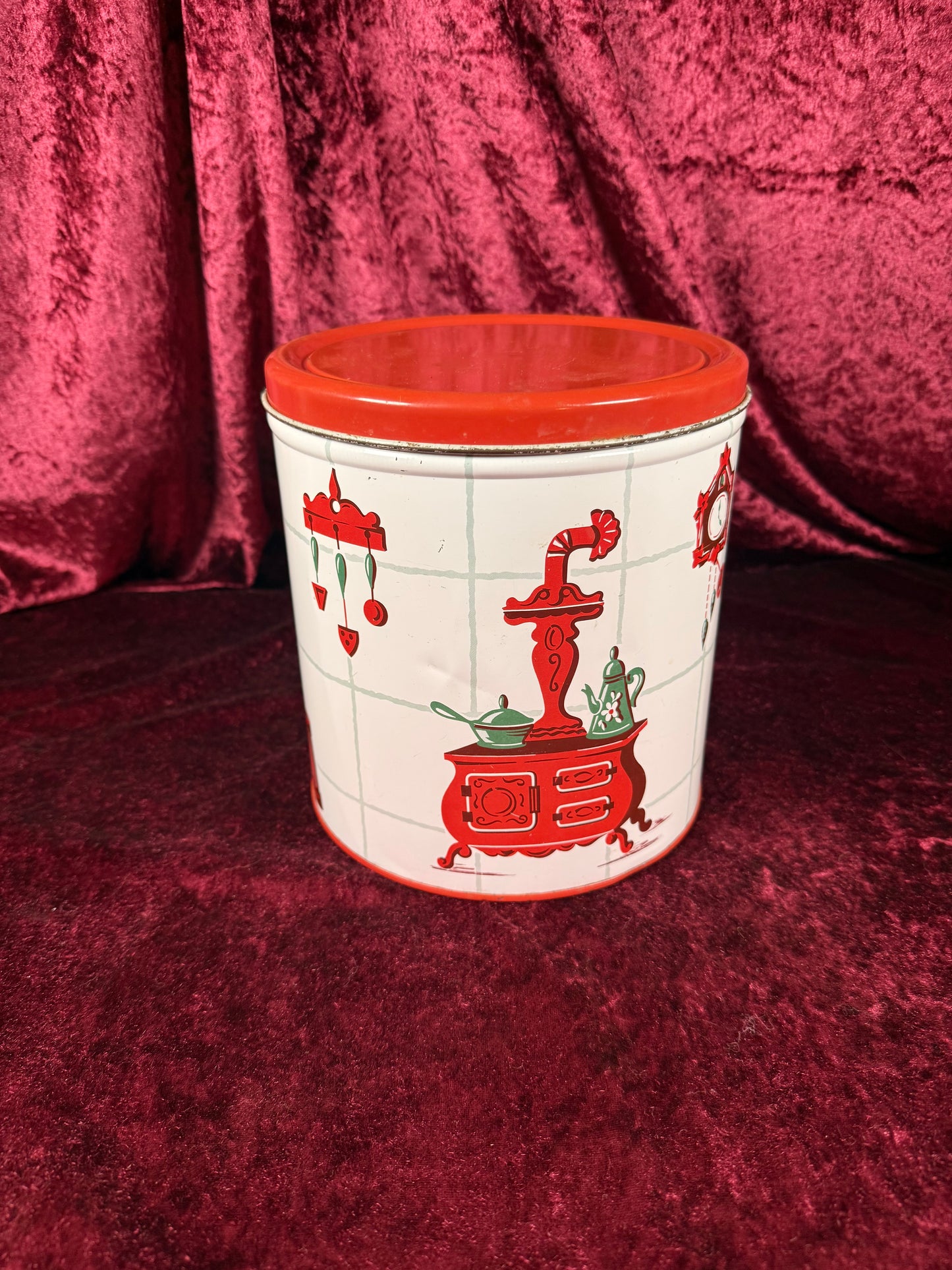 Vintage Decoware Tin Kitchen Canister - Mid Century Kitchen Print