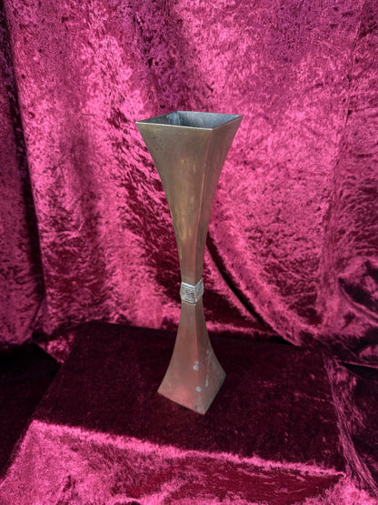 Vintage Brass Sculptural Vase - Hourglass Form - Mid Century Modern