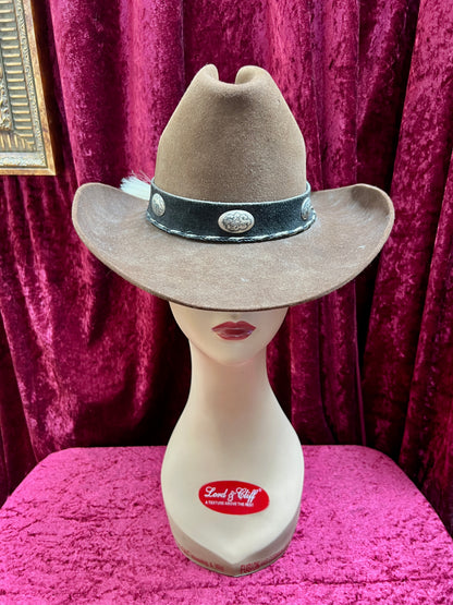 Vintage Brown Wool Cowboy Hat with Silver Conchos – Western Style - Stetson Junior