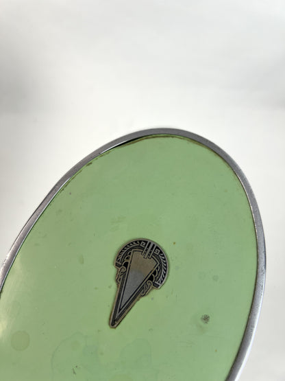 Vintage Hand Mirror - Sage Green Art Deco
