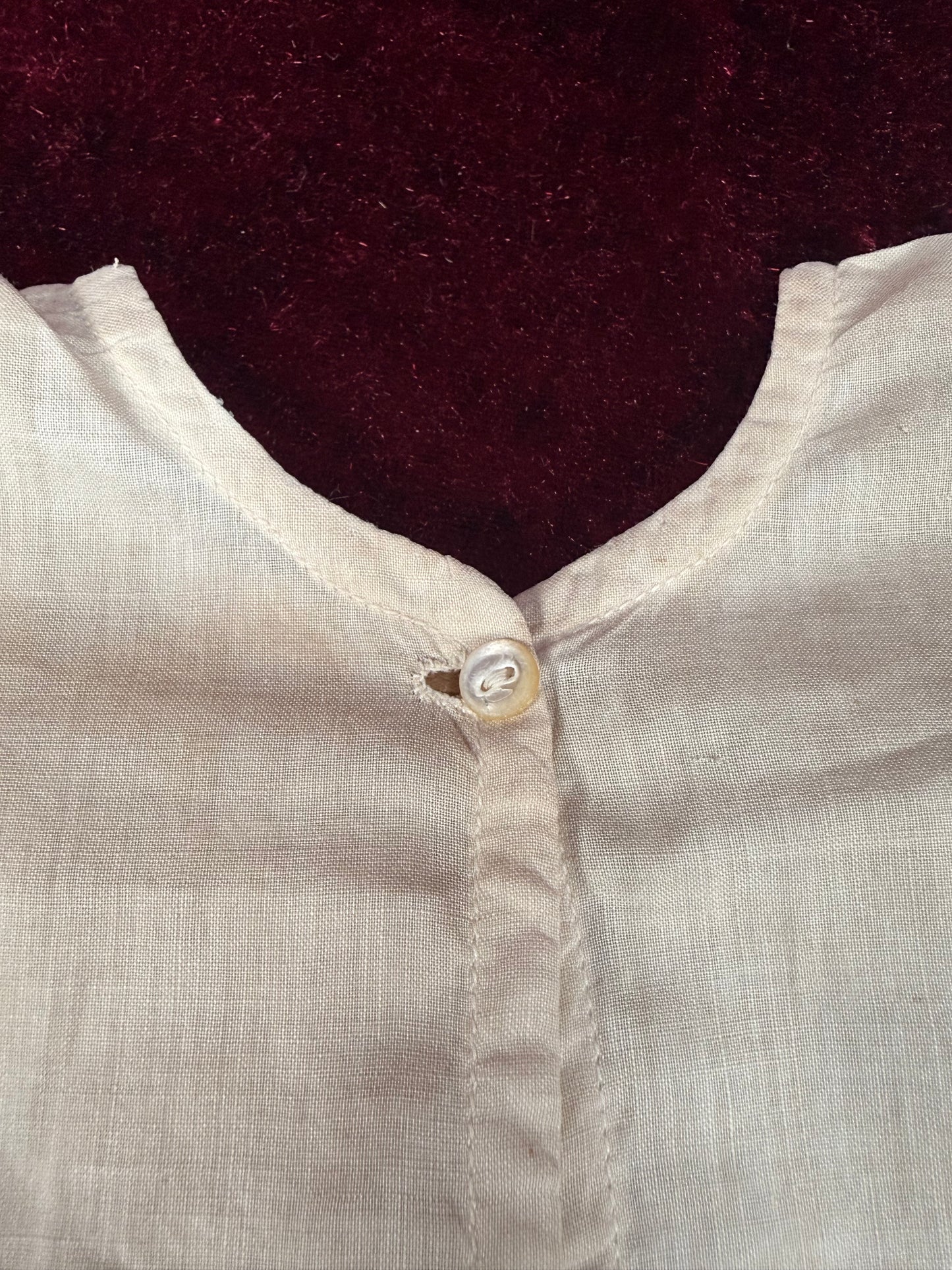 Antique Cotton Baby Dress – Crochet Lace Trim Edwardian Infant Sleeping Gown