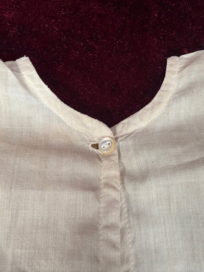 Antique Cotton Baby Dress – Crochet Lace Trim Edwardian Infant Sleeping Gown