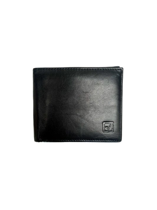 Vintage Wallet - Genuine Leather Bifold - Black - Embossed Logo - Stone Mountain