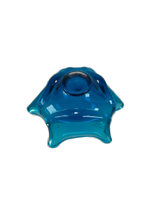 Vintage Art Glass - Handkerchief Bowl - Peacock Blue - Viking Glass