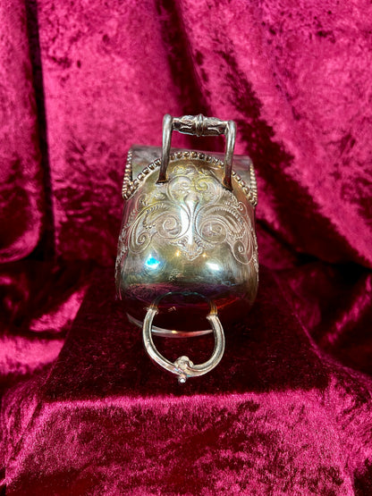 Vintage Silverplate Sugar Scuttle - Engraved Scrollwork Tea Service