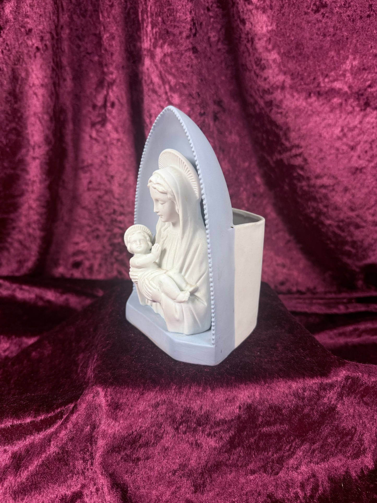 Vintage Bisque Porcelain Madonna and Child Planter Votive - BR Japan