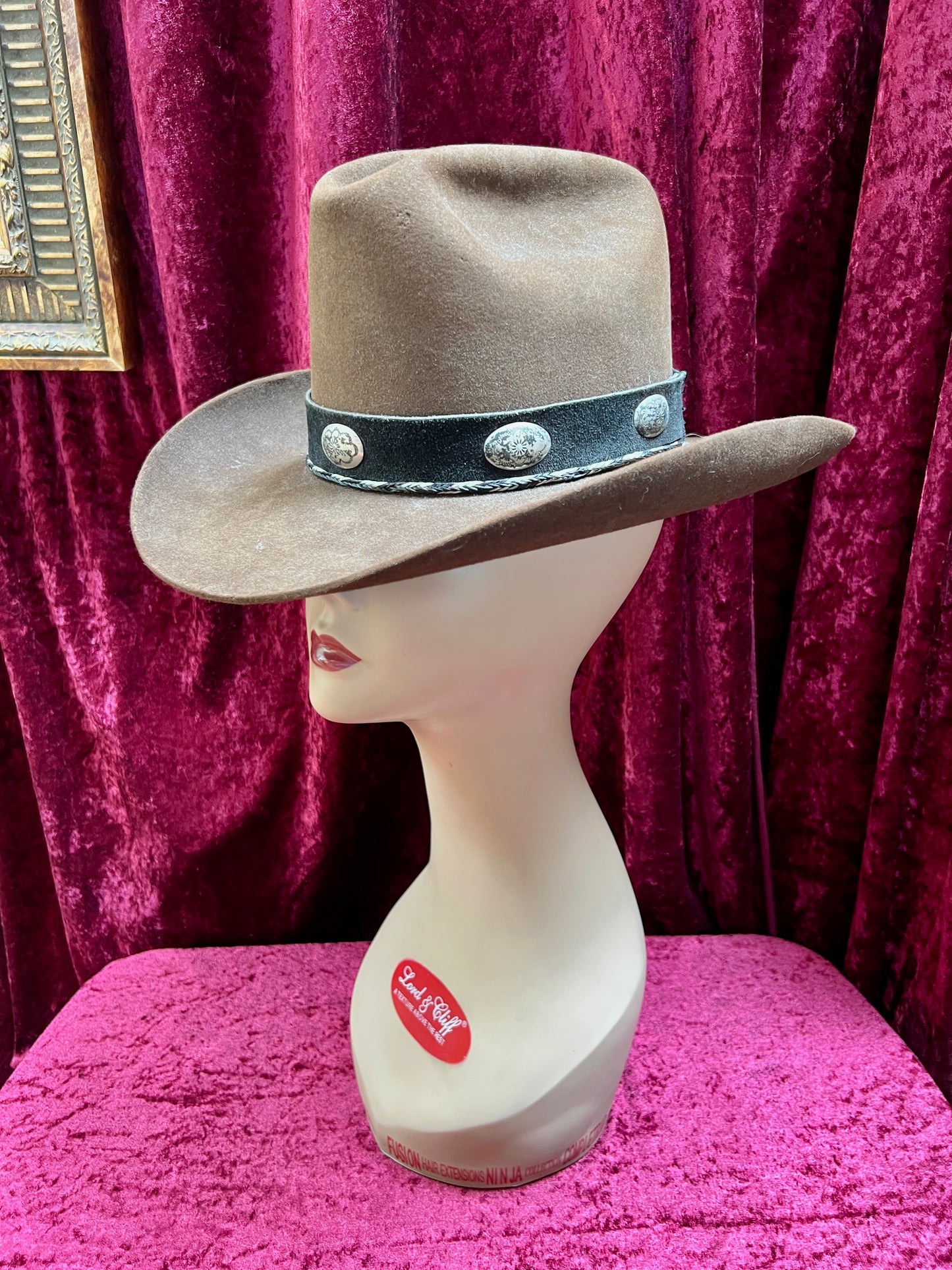 Vintage Brown Wool Cowboy Hat with Silver Conchos – Western Style - Stetson Junior