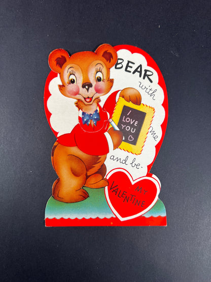 Vintage Ephemera - Mechanical Valentine’s Day Card - Bear With Me - A-Meri-Card
