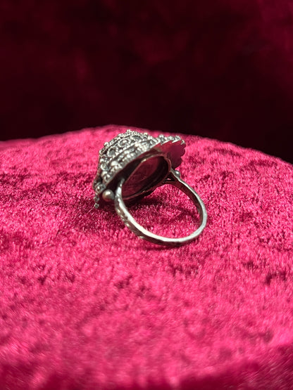 Vintage Jewelry - Poison Ring and Brooch Set - Sterling Silver - Made In Italy - Size 4