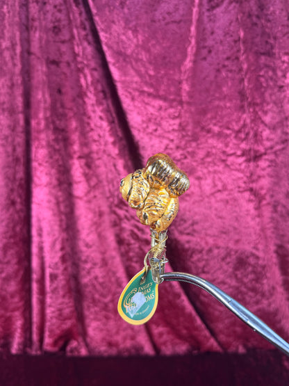 Vintage Christmas - Handblown Clip On Glass Ornament - Yellow Bee - Inge Glas - Germany