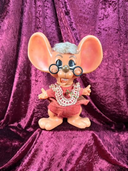 Vintage Collectible - Roy Des of Florida Mrs. Claus Mouse Bank - Troll Doll 1970s