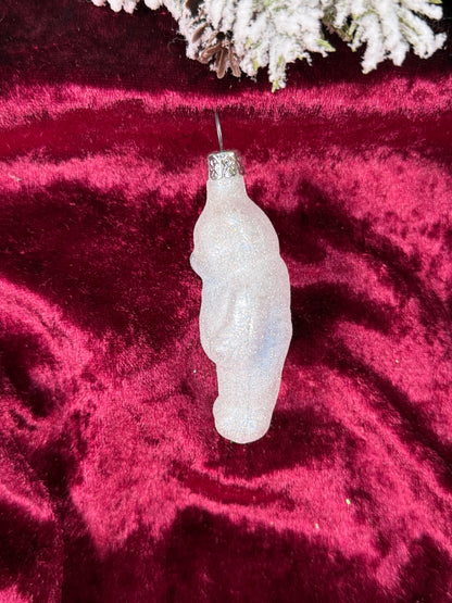 Vintage Christmas - Handblown Glass Ornament - Glitter Polar Bear