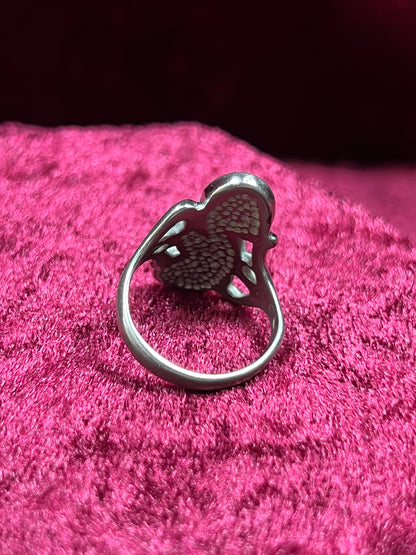 Vintage Jewelry - Ring - Sterling Silver - Turquoise and Coral Chip Inlay - 5