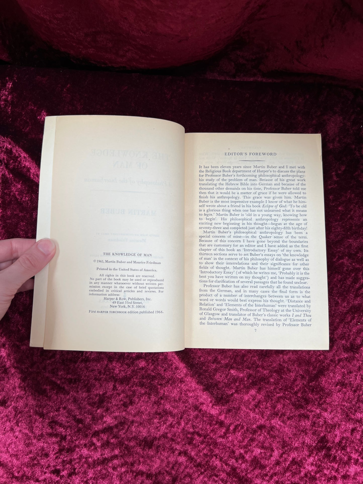 Vintage Paperback Book - The Knowledge of Man - Martin Buber - Harper Torchbooks 1966