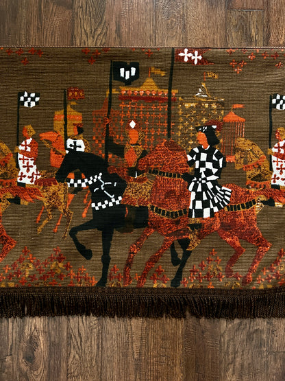 Vintage Woven Medieval Tapestry Wall Hanging - Atournament Tibor Reich Fringe Textile