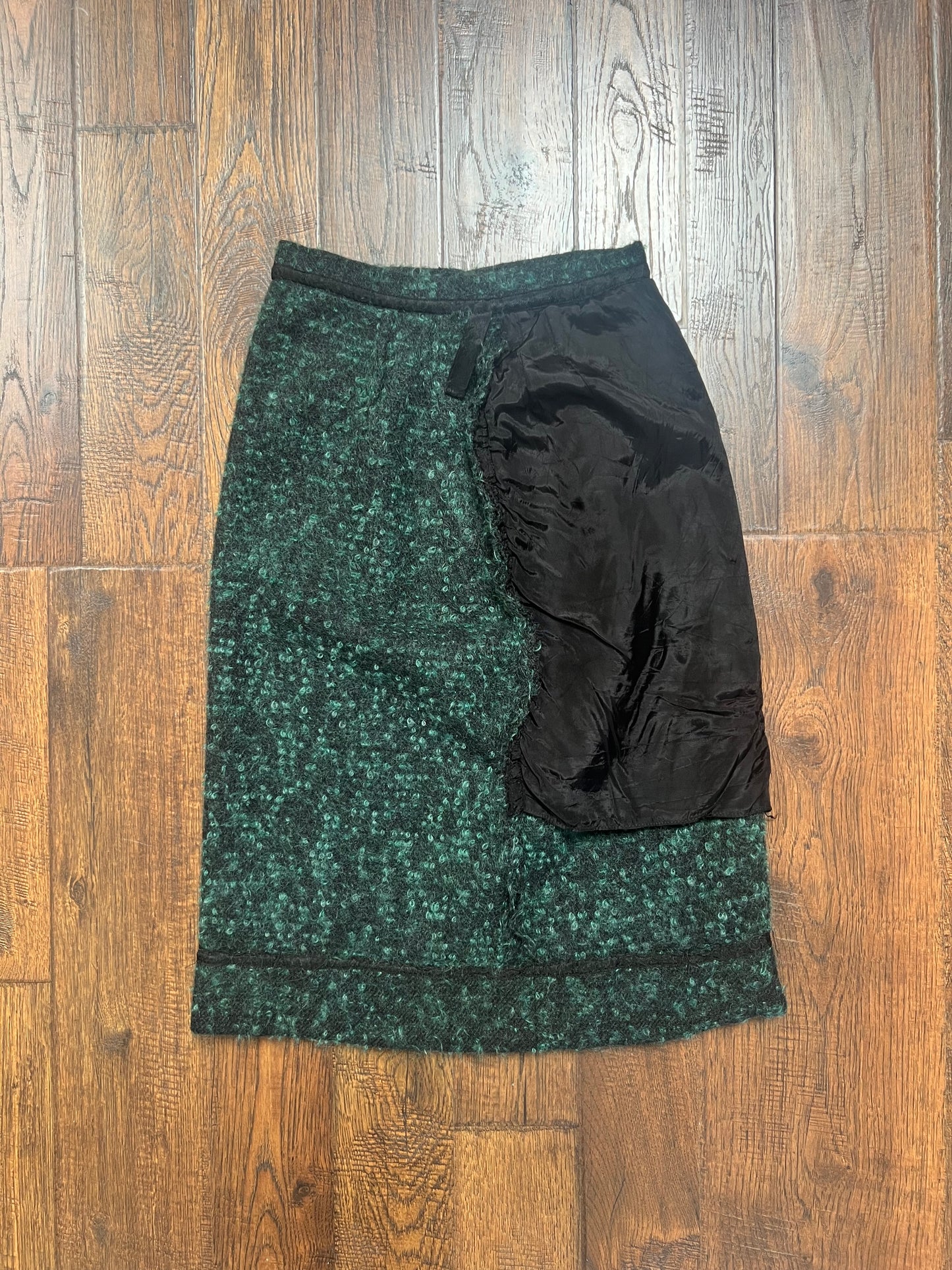 Vintage Clothing - Mod Boucle Pencil Skirt - Forest Green - Handmade - X-Small