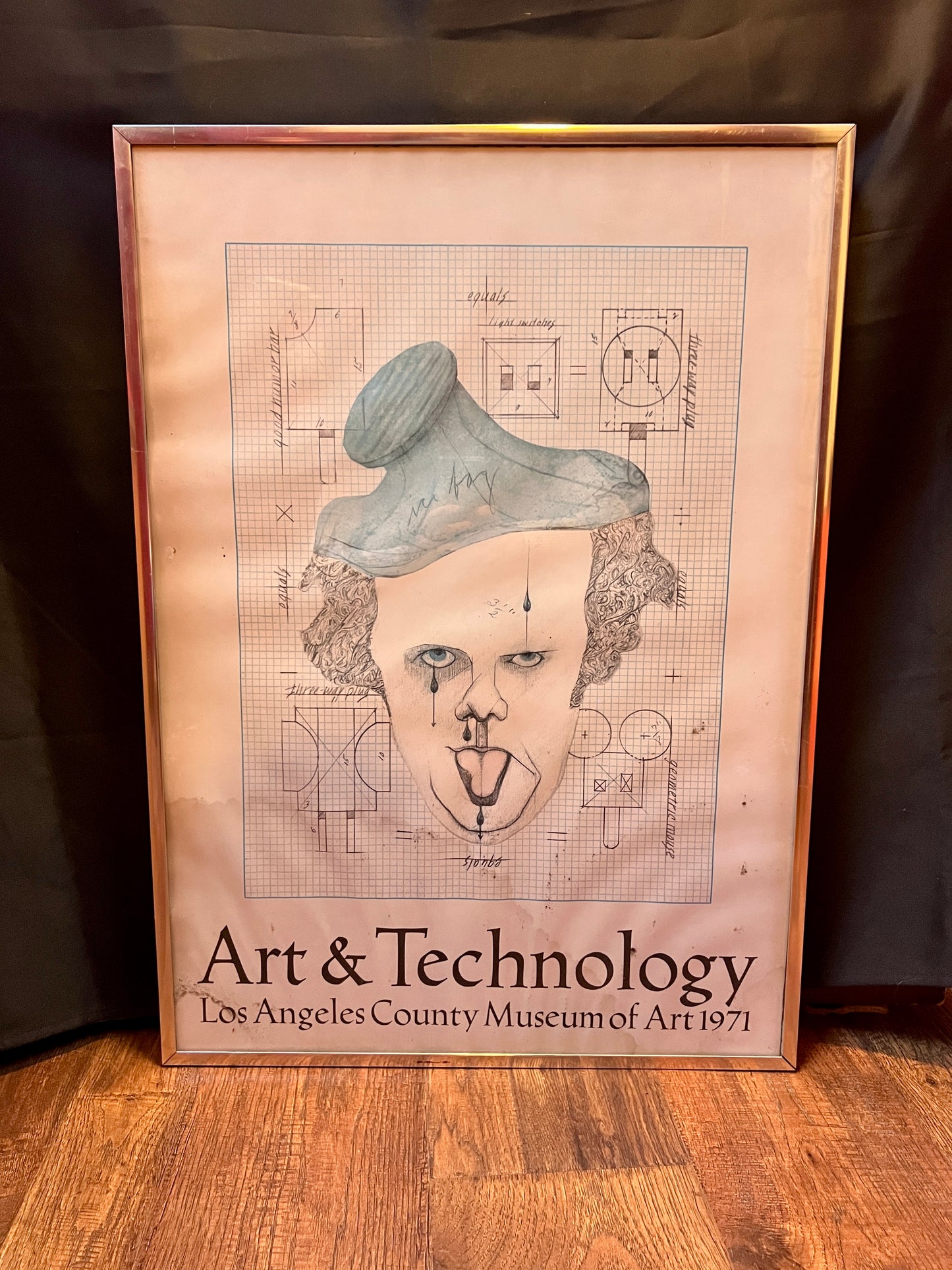 Vintage Wall Art - Framed Print - Stephen King's IT Style Clown - LA County Museum of Art - 1971
