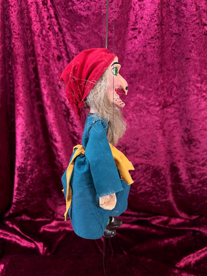 Vintage Marionette Puppet - Ugly Witch Character Folk Art