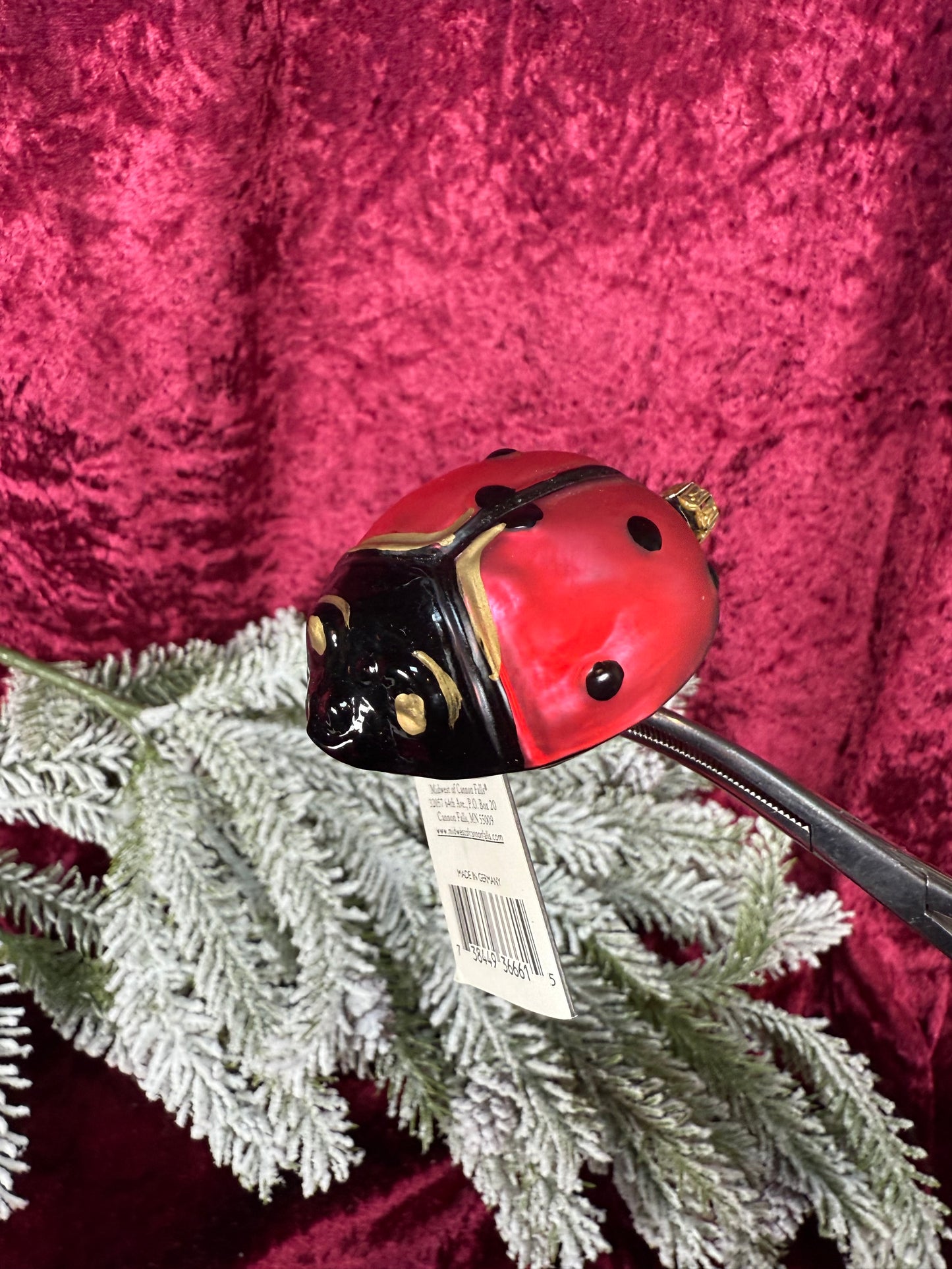 Vintage Christmas - Glass Clip-On Ornament - Ladybug Legend - Vintage Glassworks - Germany