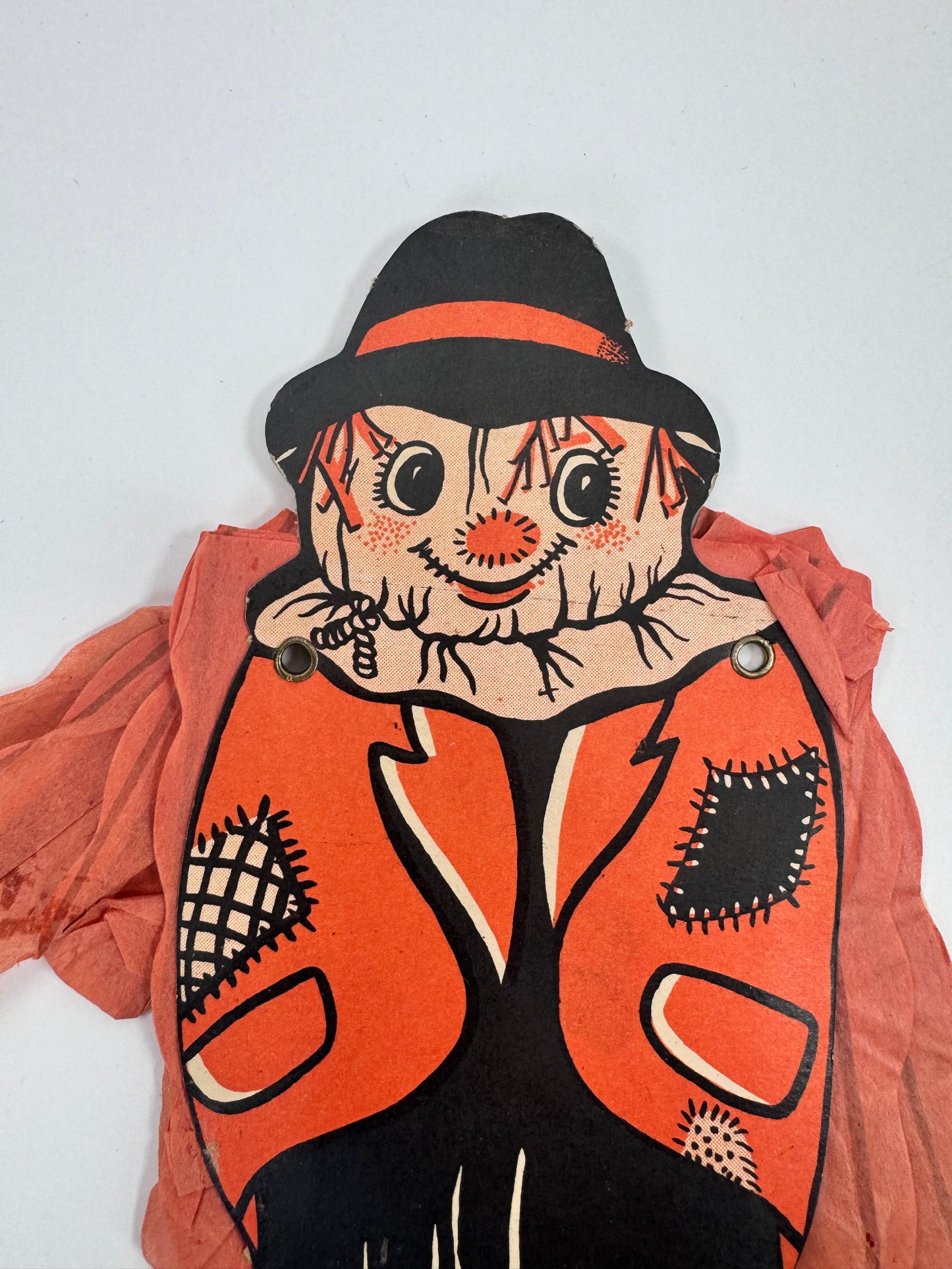 Vintage Paper Decoration | "Winged Scarecrow" w/ Crepe Paper Pop Up Wings | Made in Japan