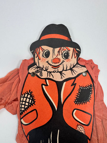 Vintage Paper Decoration | "Winged Scarecrow" w/ Crepe Paper Pop Up Wings | Made in Japan