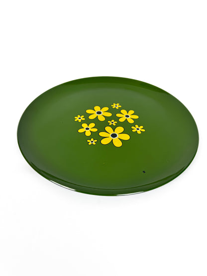 Vintage 1970s Melamine Serving Tray - MCM Green Floral