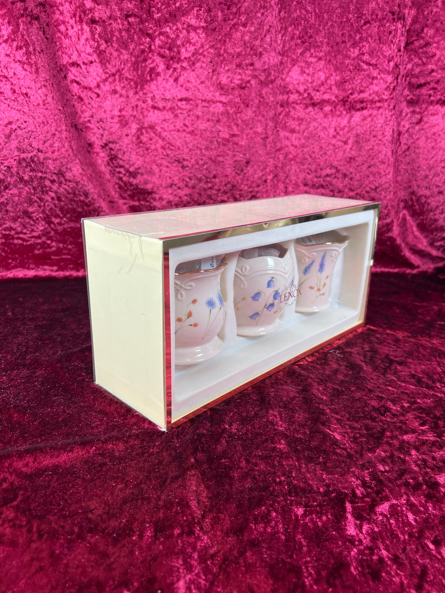 Vintage Home Decor - Porcelain Votives - 24K Gold Accents - Blue Flowers - Lenox