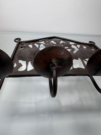 Vintage Decor - Brass Candlestick Sconce - Birds