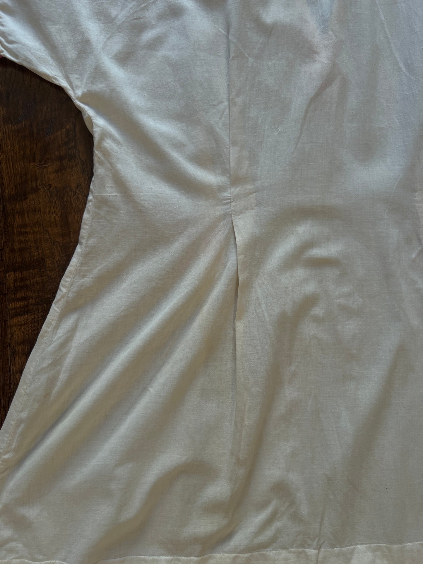 Vintage Handmade Cotton Linen Caftan - Pink Embroidered Boho Tunic Dress - Medium