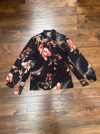 Vintage Clothing - 1970s Polyester Tie-Neck Blouse - Pink Flowers - Mardi Modes New York - Medium