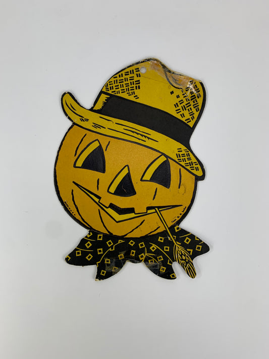 Vintage H.E. Luhrs Halloween Die Cut - Scarecrow Jack-O-Lantern - Made In U.S.A.