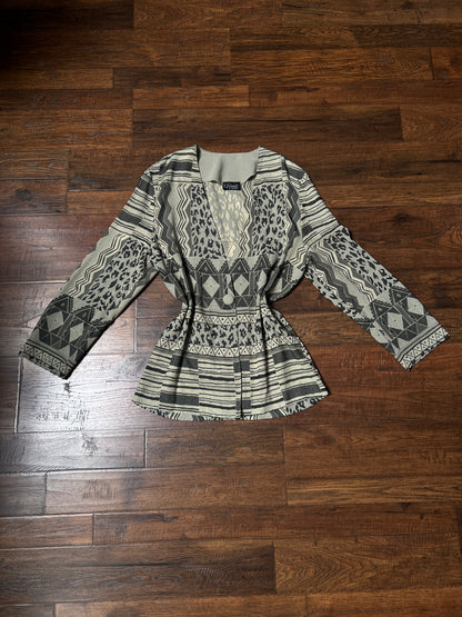 Vintage Signet Acetate Rayon Lightweight Jacket – Geometric Animal Print – Medium