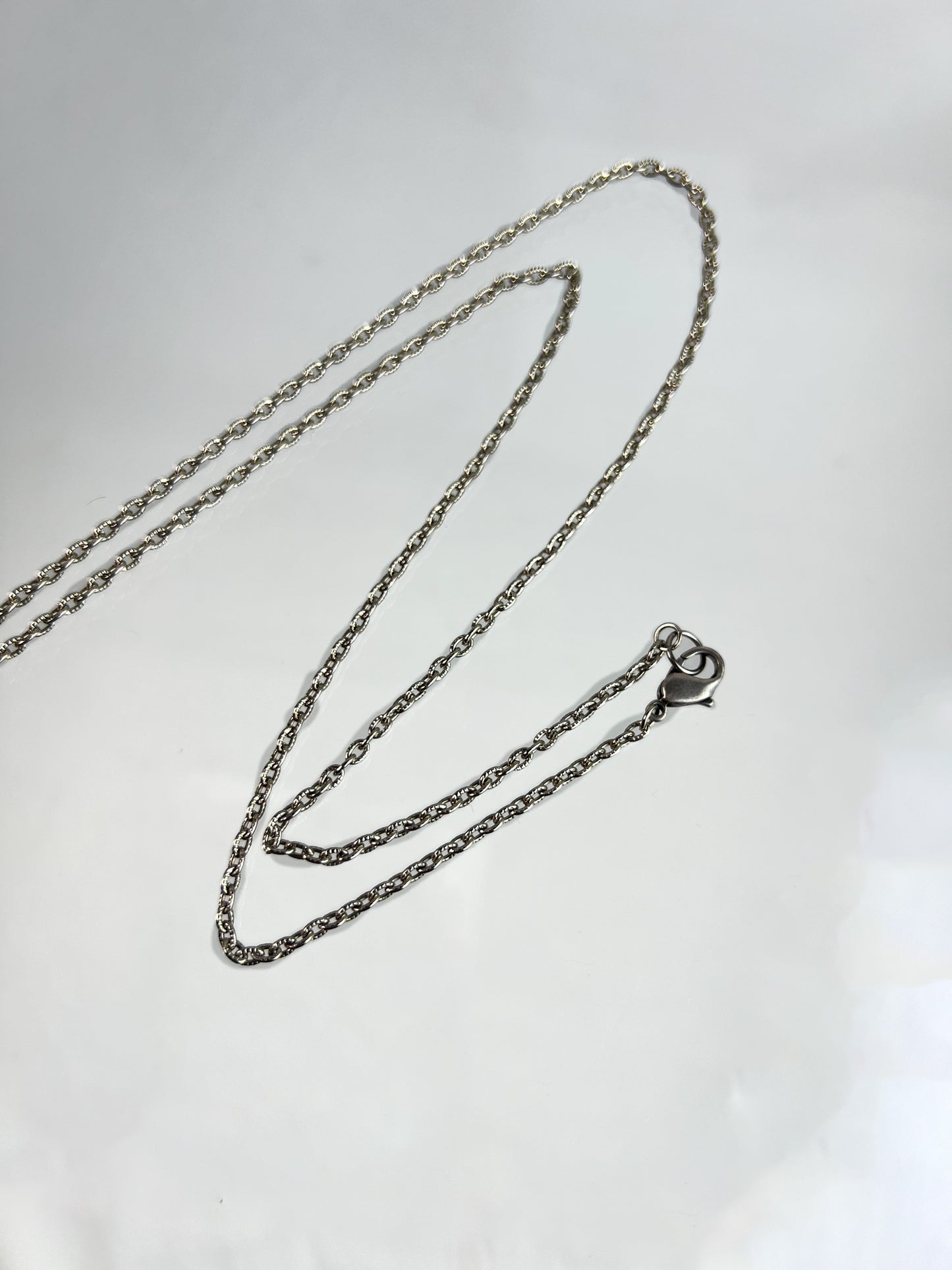 Vintage Jewelry - Pendant Necklace - Silver Tone Cable Chain - Old Unmarked Key