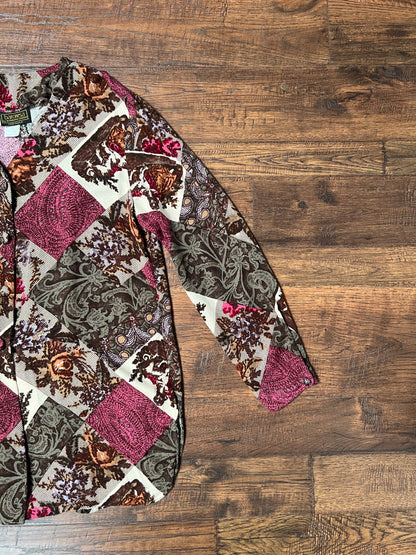 Vintage Clothing - Button Up Blouse - Patchwork Tapestry - Medium - Baronesa by Barbara Green