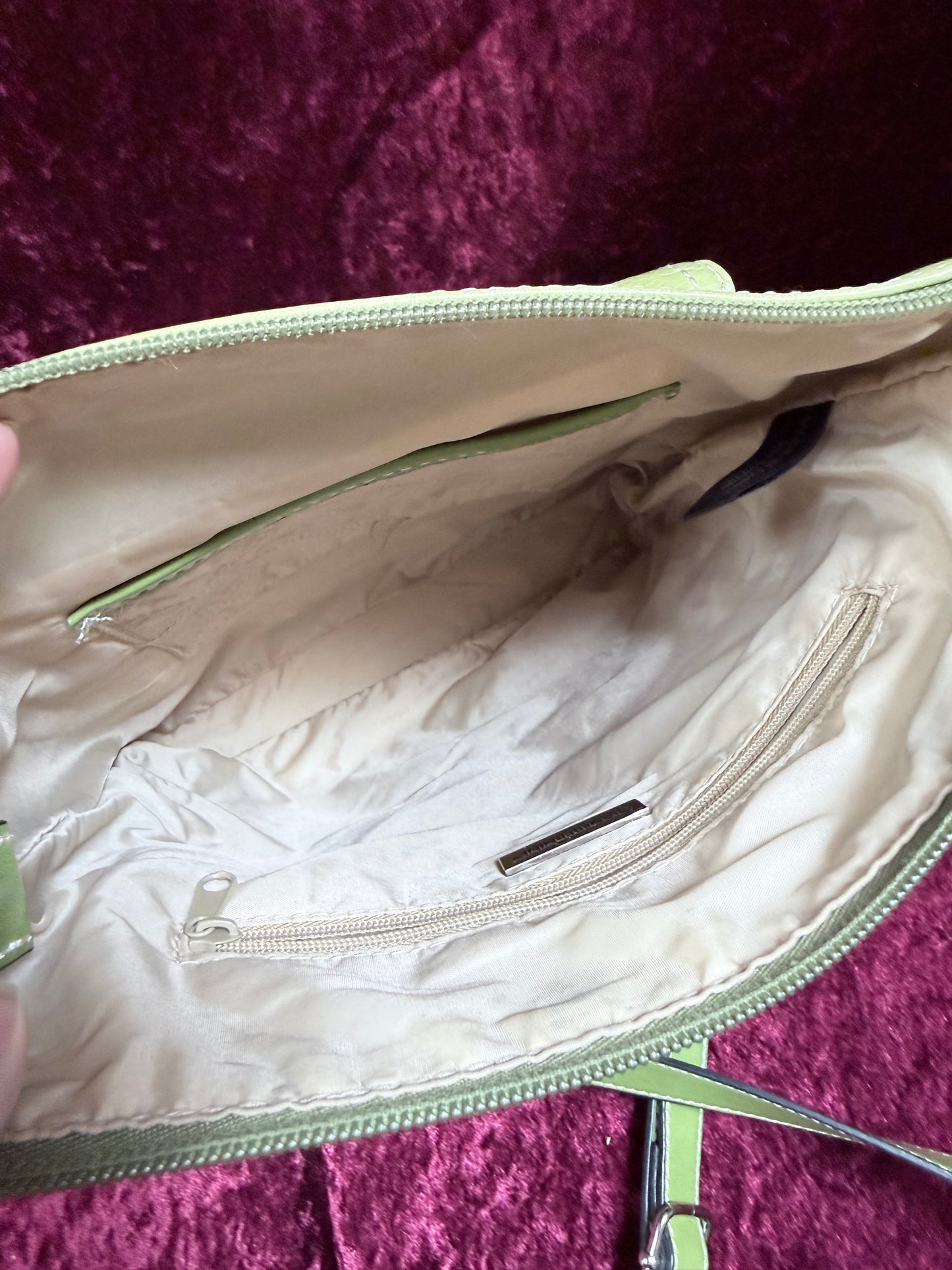 Vintage Y2K Giani Bernini Leather Crossbody Bag – Lime Green Multi-Pocket Organizer