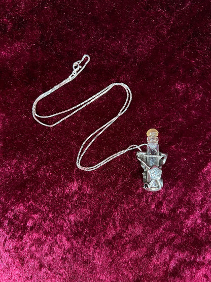 Vintage Sterling Silver Necklace - Fairy Dust Glass Vial Pendant