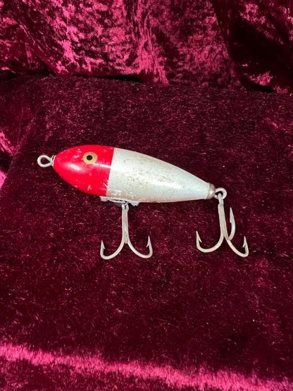 Vintage Heddon Plastic Fishing Lure - Baby Zara Red Head with Original Box