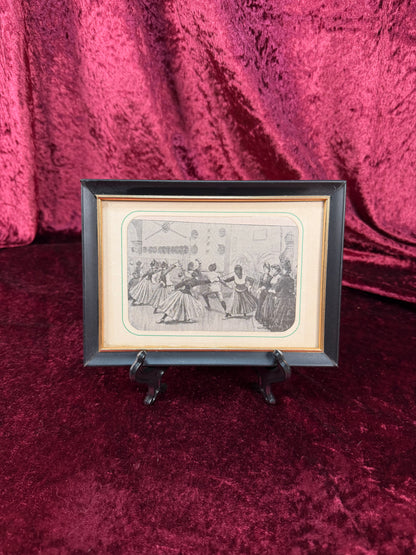 Antique Wall Art - Framed Print - Edwardian Women Fencing - 7.5 x 5.5"