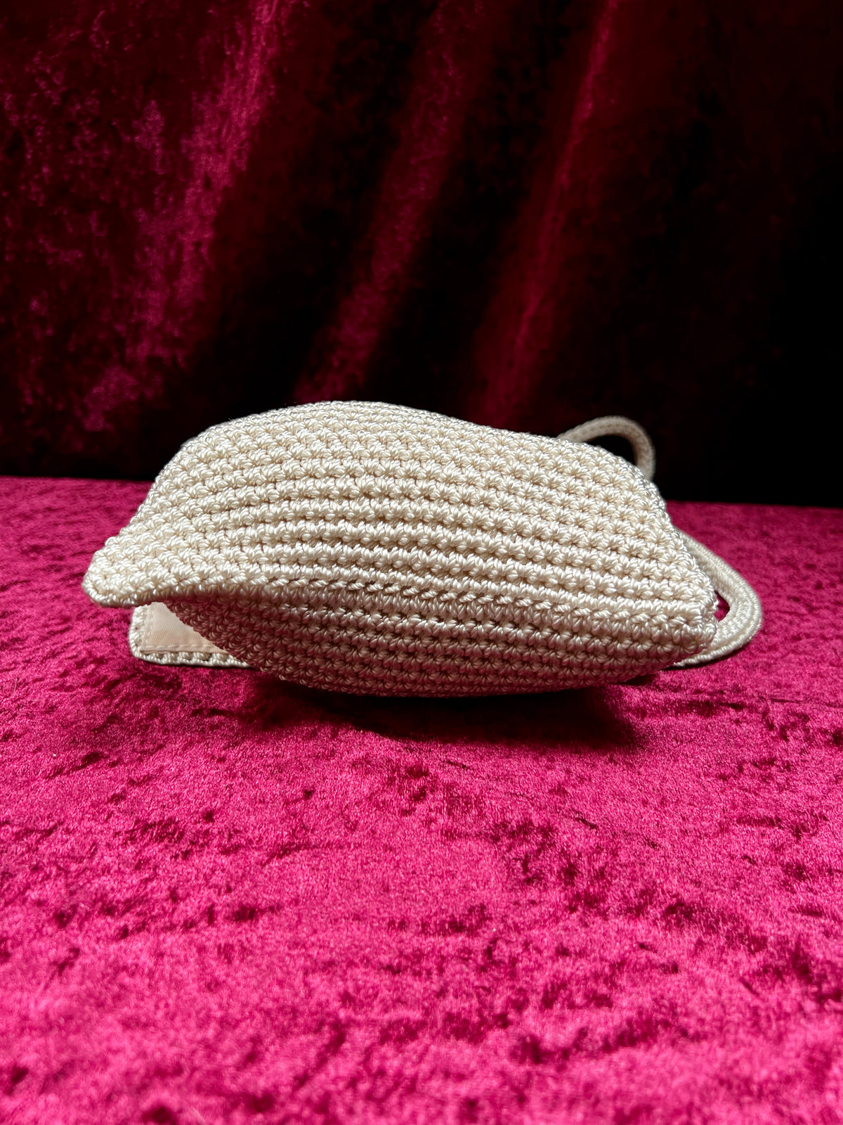 Vintage The Sak Crochet Crossbody Bag - Sandy White Mini Flap Purse