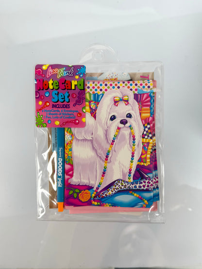 Vintage Stationery - Lisa Frank Note Card Set - Maltese with Pearls