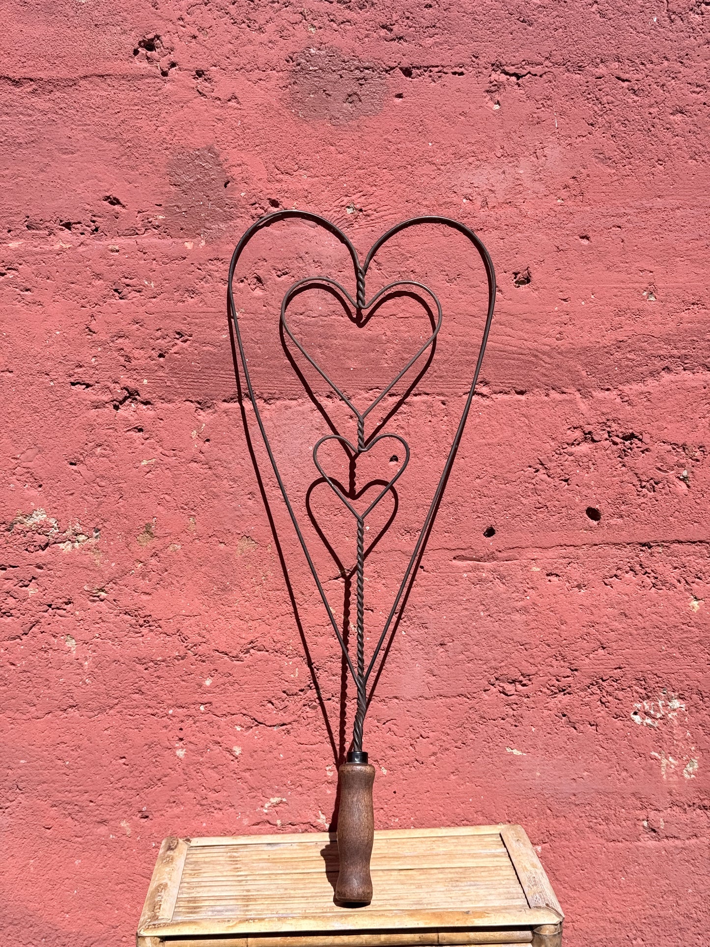 Vintage Wire Blanket Beater – Triple Heart Primitive Design