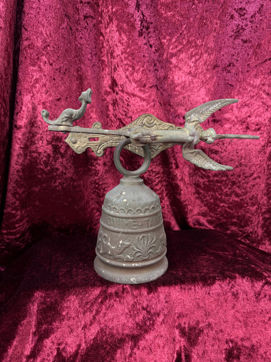 Antique Metal Monastery / Sanctuary Bell – Winged Angel - Latin Engraved