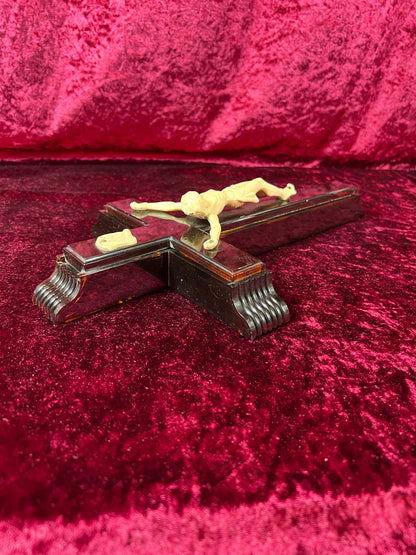 Vintage Religio - Wall Hanging Last Rites Kit - Bakelite Crucifix - 13.75"